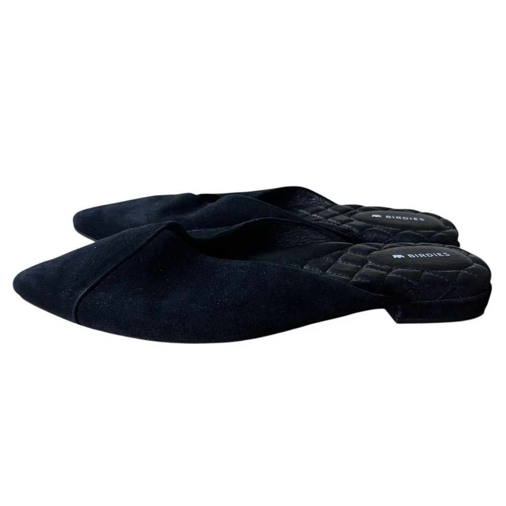 Birdies‎ Size 7.5 Swan Mule Black Suede Slip On Women's